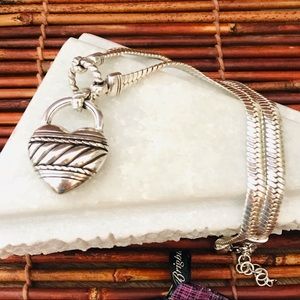 Brighton Large Puffy Heart Silver Tone Necklace